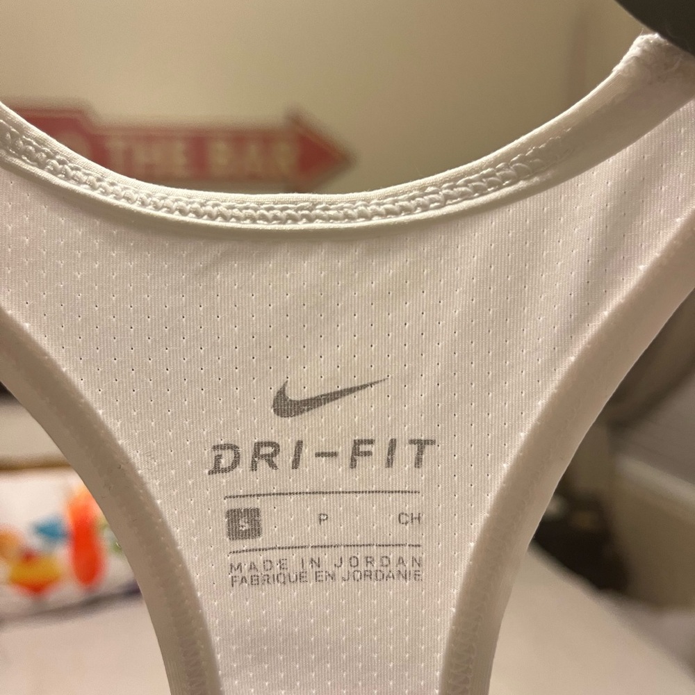 Small. Nike Dri-Fit. Racerback Tank. White. - Picture 3 of 3